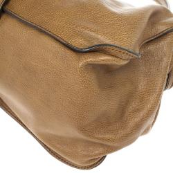 Pre Owned Burberry Brown Leather Chain Medium Tote