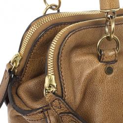 Pre Owned Burberry Brown Leather Chain Medium Tote