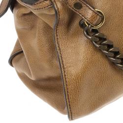 Pre Owned Burberry Brown Leather Chain Medium Tote