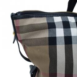 Pre Owned Burberry Black Canvas House Small Check Tote