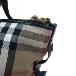 Pre Owned Burberry Black Canvas House Small Check Tote