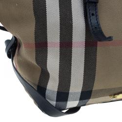 Pre Owned Burberry Black Canvas House Small Check Tote
