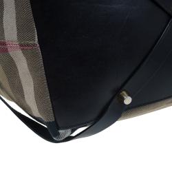 Pre Owned Burberry Black Canvas House Small Check Tote
