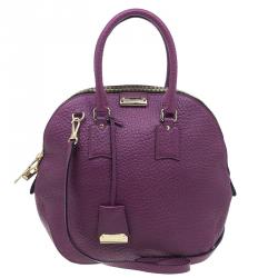 مملوكة مسبقًا حقيبة يد بولنج بربري هيرتيدج جلد بنفسجي متوسطة