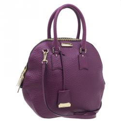 مملوكة مسبقًا حقيبة يد بولنج بربري هيرتيدج جلد بنفسجي متوسطة