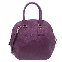 مملوكة مسبقًا حقيبة يد بولنج بربري هيرتيدج جلد بنفسجي متوسطة
