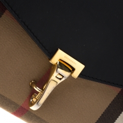 مملوكة مسبقًا Burberry Black House Check Fabric and Leather Crossbody Bag