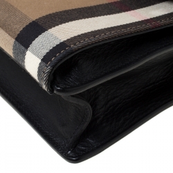 مملوكة مسبقًا Burberry Black House Check Fabric and Leather Crossbody Bag