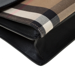 مملوكة مسبقًا Burberry Black House Check Fabric and Leather Crossbody Bag