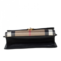 مملوكة مسبقًا Burberry Black House Check Fabric and Leather Crossbody Bag