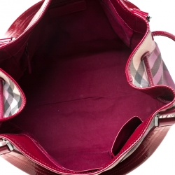 Pre Owned Burberry Burgundy Ombre Supernova Check PVC Bilmore Tote