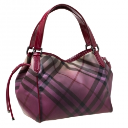 Pre Owned Burberry Burgundy Ombre Supernova Check PVC Bilmore Tote