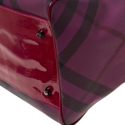 Pre Owned Burberry Burgundy Ombre Supernova Check PVC Bilmore Tote