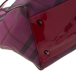 Pre Owned Burberry Burgundy Ombre Supernova Check PVC Bilmore Tote
