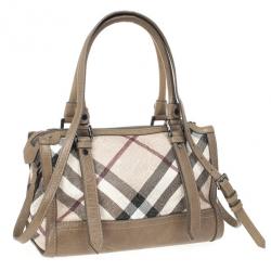 مملوكة مسبقًا Burberry Nova Check Floral Embossed Boston Satchel