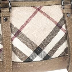 مملوكة مسبقًا Burberry Nova Check Floral Embossed Boston Satchel