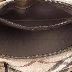 مملوكة مسبقًا Burberry Nova Check Floral Embossed Boston Satchel