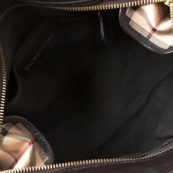 مملوكة مسبقًا حقيبة بربري مينفورد مربعات هايماركت بلاستيك مشمع و جلد بيج و بني داكن