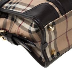 مملوكة مسبقًا حقيبة بربري مينفورد مربعات هايماركت بلاستيك مشمع و جلد بيج و بني داكن