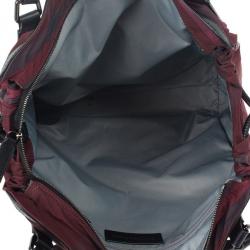 Pre Owned Burberry Burgundy Nova Check Nylon Tote