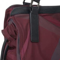 Pre Owned Burberry Burgundy Nova Check Nylon Tote
