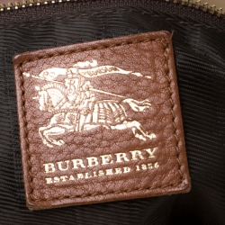 Pre Owned Burberry Beige/Tan Quilted House Check Canvas and Leather Brooke Hobo