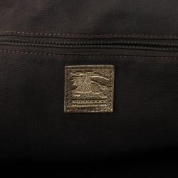 Pre Owned Burberry Metallic Gold Woven Top Handle Bag