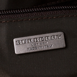 Pre Owned Burberry Beige/Brown Haymarket Check Canvas and Leather Shoulder Bag