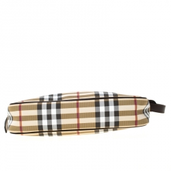 Pre Owned Burberry Beige/Brown Haymarket Check Canvas and Leather Shoulder Bag