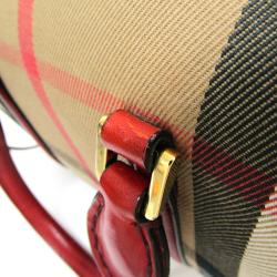 Pre Owned Burberry Tricolor Canvas Leather Boston Bag 