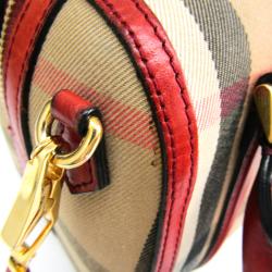 Pre Owned Burberry Tricolor Canvas Leather Boston Bag 