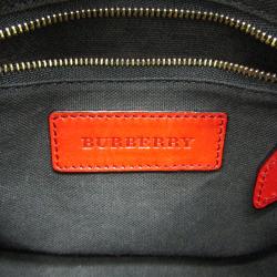 Pre Owned Burberry Tricolor Canvas Leather Boston Bag 