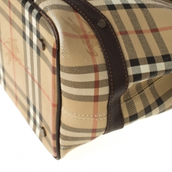 مملوكة مسبقًا Burberry Beige/Brown Haymarket Check PVC and Leather Tote