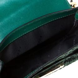 Pre Owned Burberry Dark Green Python Front Pocket Crossbody Bag