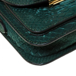 Pre Owned Burberry Dark Green Python Front Pocket Crossbody Bag