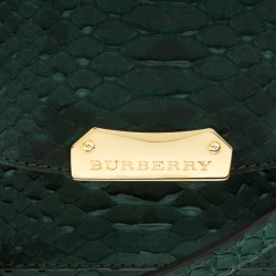 Pre Owned Burberry Dark Green Python Front Pocket Crossbody Bag