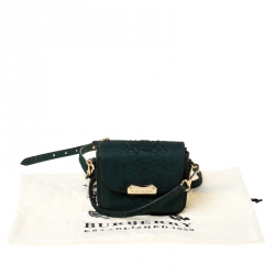 Pre Owned Burberry Dark Green Python Front Pocket Crossbody Bag