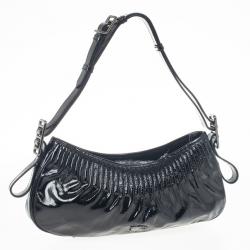Pre Owned Burberry Black Patent Shoulder Bag