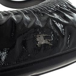 Pre Owned Burberry Black Patent Shoulder Bag