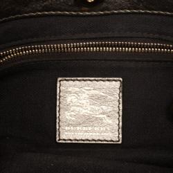 مملوكة مسبقًا Burberry Silver Medium Metallic Grainy Leather Hobo