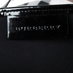 مملوكة مسبقًا حقيبة شوبر بربري PVC كاروهات نوفا وجلد لامع بيج/ميتاليك