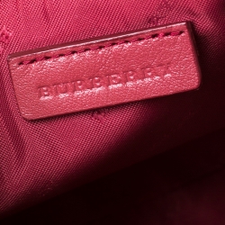 Pre Owned Burberry Beige/Pink Haymarket Check Coated Canvas and Patent Leather Crossbody Bag