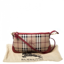 Pre Owned Burberry Beige/Pink Haymarket Check Coated Canvas and Patent Leather Crossbody Bag