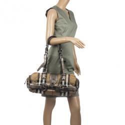 مملوكة مسبقًا Burberry Metallic Quilted House Check Manor Satchel