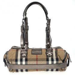 مملوكة مسبقًا Burberry Metallic Quilted House Check Manor Satchel