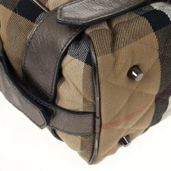 مملوكة مسبقًا Burberry Metallic Quilted House Check Manor Satchel