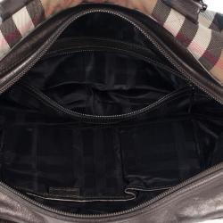 مملوكة مسبقًا Burberry Metallic Quilted House Check Manor Satchel