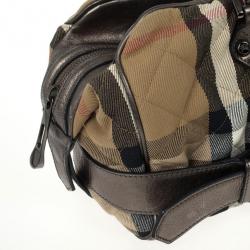 مملوكة مسبقًا Burberry Metallic Quilted House Check Manor Satchel