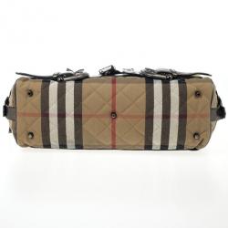 مملوكة مسبقًا Burberry Metallic Quilted House Check Manor Satchel