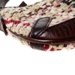 Pre Owned Burberry Multicolor Wool and Leather Shoulder Bag